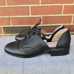 Chelsea & Violet Tayla Leather d’Orsay Oxford Loafers Flat Black Women’s Size 7